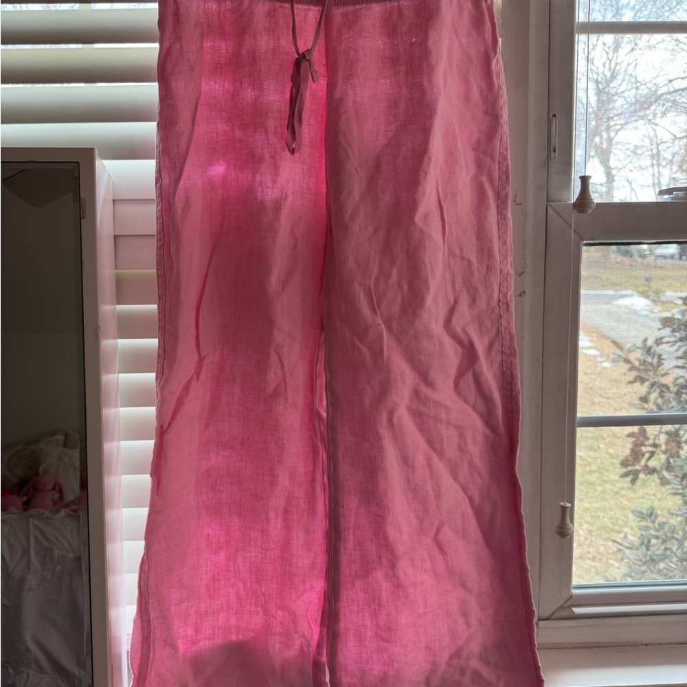 Lilly Pulitzer Pink Sheer Wide-Leg Pants